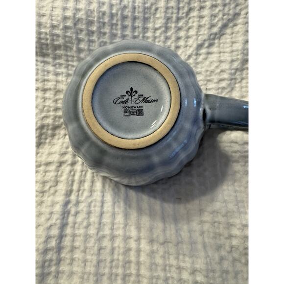 Code Maison Artisanal Floral Shape Coffee Tea Mug Cup 12oz Ceramic Blue - Picture 3 of 5
